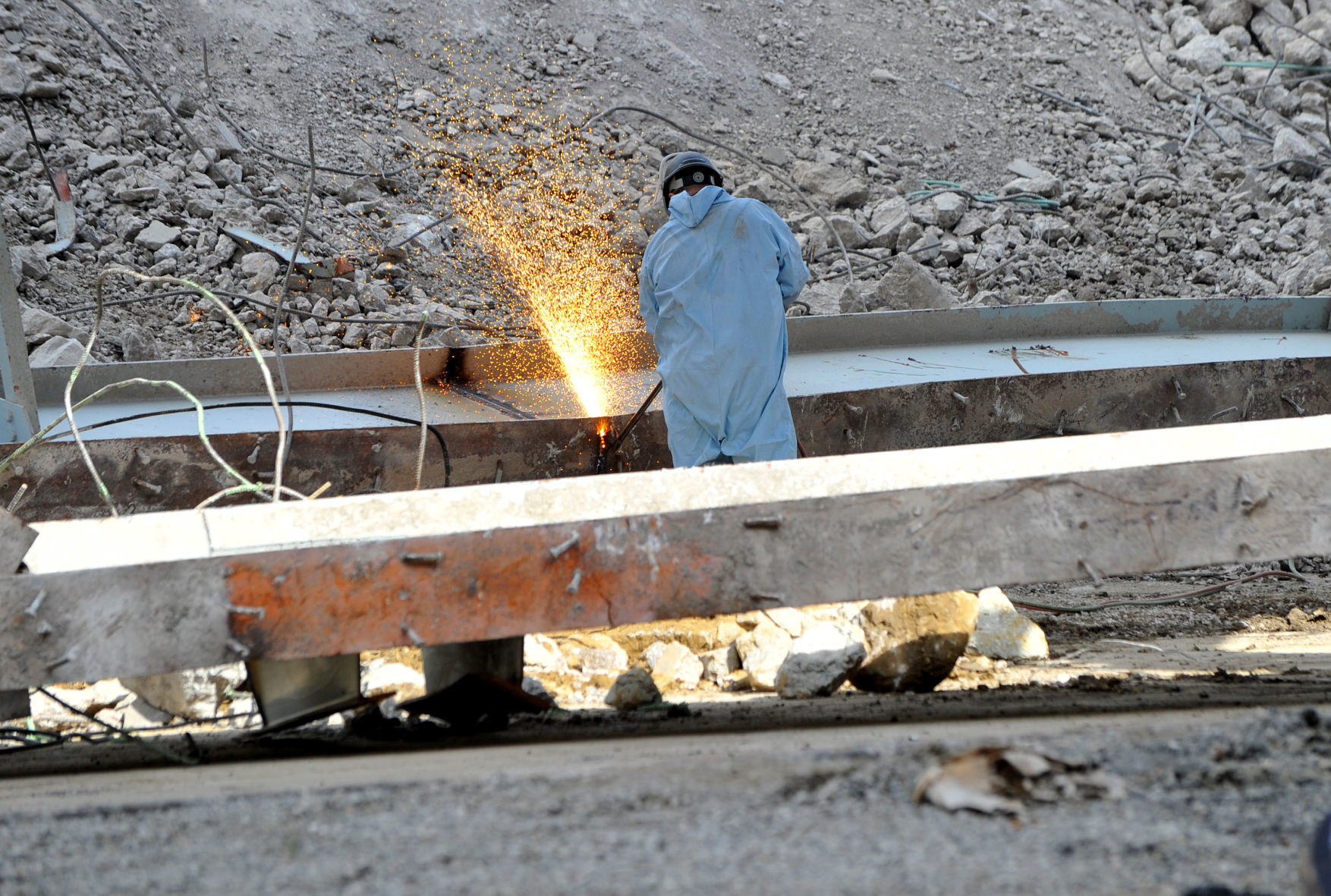 Construction and demolition work for the new Interstate 74 bridge.